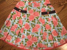Matilda Jane Salt Water Taffy Skirt Size 10 Floral Blue Pink Roses Girls Kids