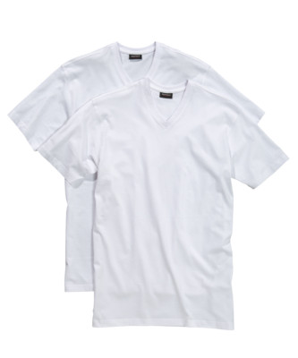 Redfield T-Shirt mit V-Neck im Doppelpack in Herrenübergrößen in weiß