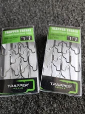 2 NEW Packs Trapper Tackle Standard Round Bend Treble Hooks size 1 crankbaits