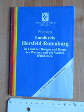 Stary składany plan powiat Hersfeld-Rotenburg mapa 1980/90s Verwaltungs-Verlag