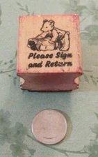 PLEASE SIGN & RETURN Teacher's Wood Mounted Rubber Stamp FEARLESS DESIGNS SCHOOL