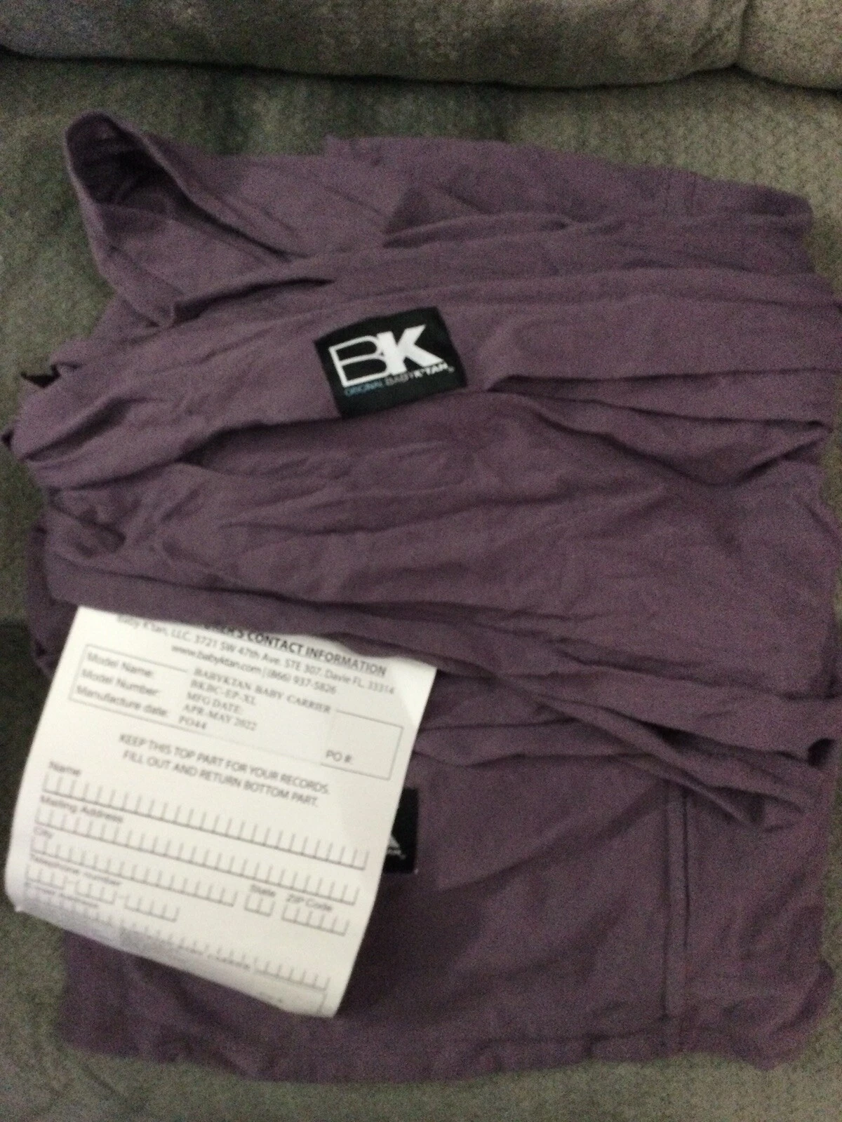 New Original Baby K’Tan, Baby Carrier, Baby Wrap, No Rings, Size XL - Purple