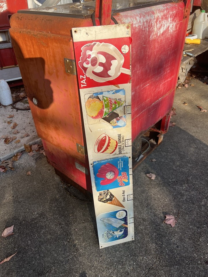 RARE Vintage Embossed Tin Ice Cream Truck Sign 39”x 7 1/2” eBay