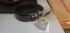 H&M Mens or Womens Genuine Leather Silver Buckle Belt  33" to 42" 