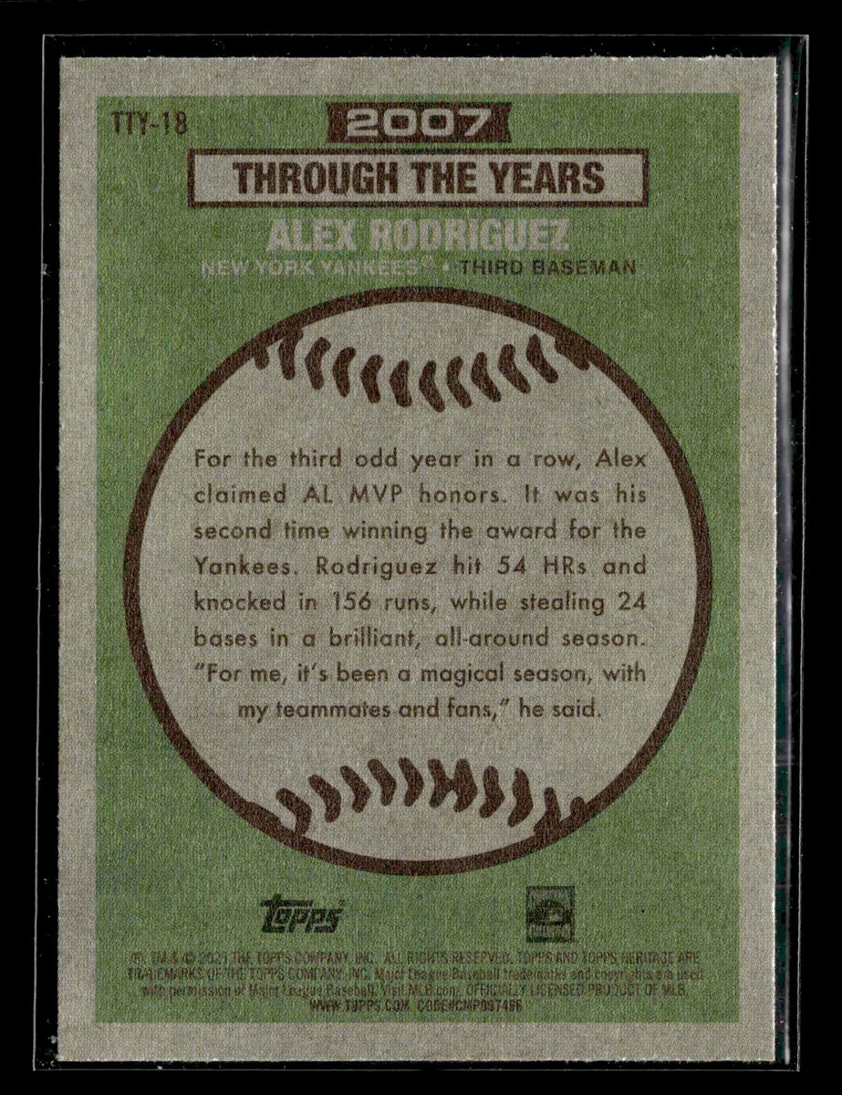 2025 Topps Heritage Through the Years #TTY18 Alex Rodriguez