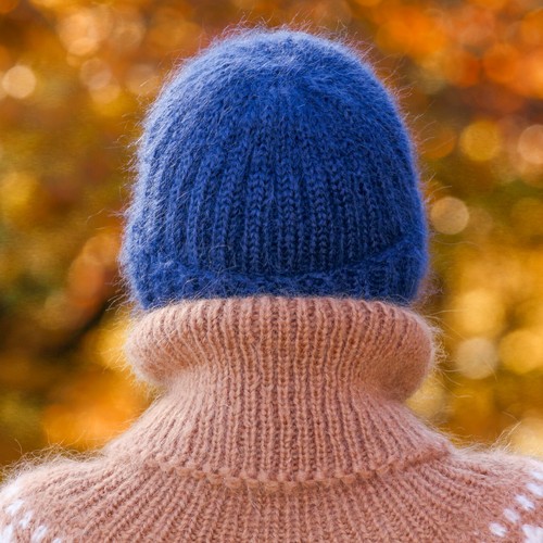 Fuzzy mohair hat thick beanie wool ski cap warm hand knitted skullcap SUPERTANYA - Picture 7 of 60