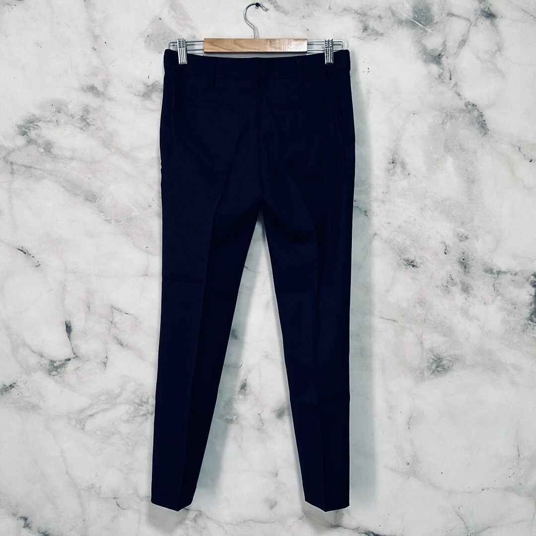 Pantaloni nuovi con etichette Tory Burch blu navy misto lana skinny taglia 0 prezzo al dettaglio $275