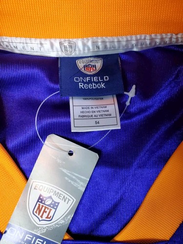 Minnesota Vikings Brett Favre #4 Reebok On Field Sewn NFL Football Jersey Men 54 - Picture 5 of 11