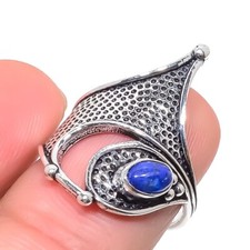 Lapis Lazuli Gemstone Handmade 925 Sterling Silver Jewelry Ring Size 7 US 