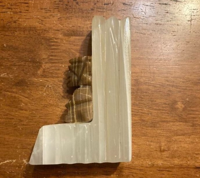 Single Vintage 1969 Stone Alabaster Heavy Stone Bookend Statue 6"H x 3.