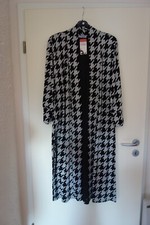 MAGNA Shirt Mantel Cardigan 48 50 NEU schwarz weiß Hahnentritt Stretch LAGENLOOK