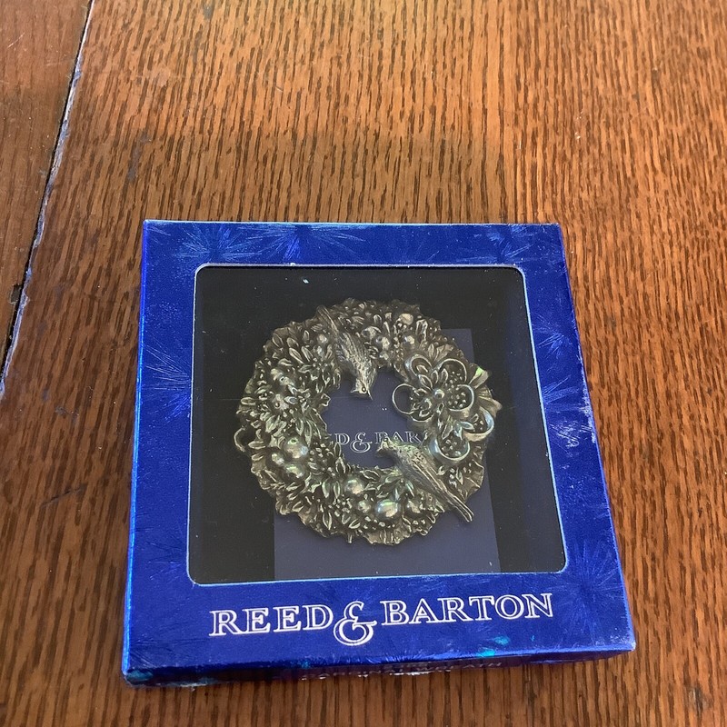 Reed and Barton Cardinal Wreath Christmas Tree Ornament