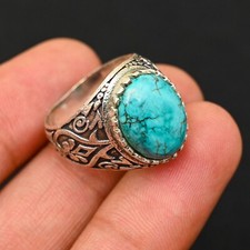 925 Sterling Silver Turquoise Men's Ring Handmade-Statement Ring All Size-BJ173