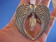 Rare ARCHANGEL St RAPHAEL Ornament Angel Wings Window Hanger AMBER Saint Medal