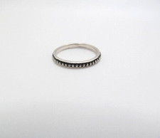 925 Sterling Silver Darkened Beaded Layer Narrow Band Ring Size 5.75