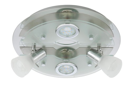 LED 4 Fl. Deckenleuchte in Chrom mit Nickel Dekor