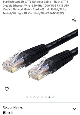 Cat6 Ethernet-Kabel 0,9 m (3 Fuß) schwarz 