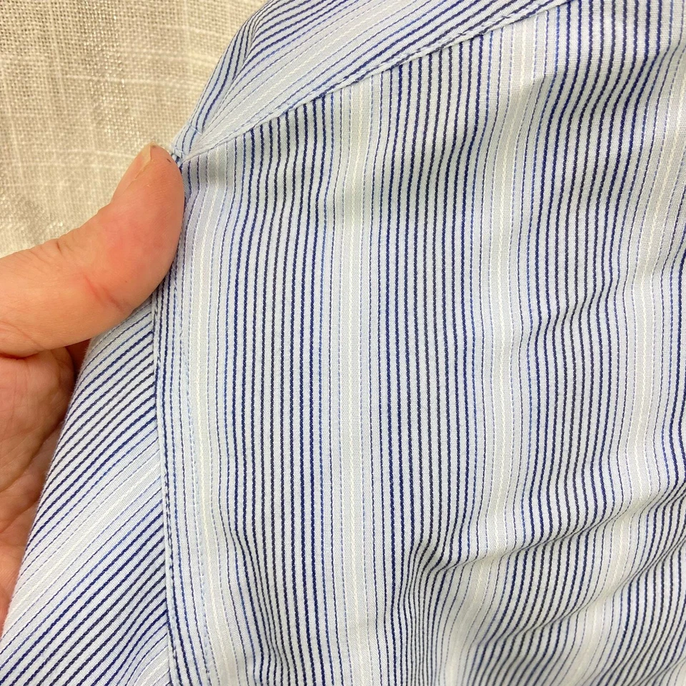 Camisa de vestir Indigo Palms L azul a rayas algodón abotonada Foto 2 de 4