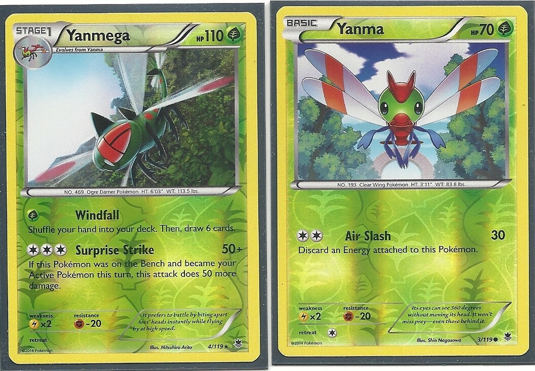 RARE YANMEGA 4/119 & YANMA 3/119 -PHANTOM FORCES POKEMON- REV HOLO NM/MINT