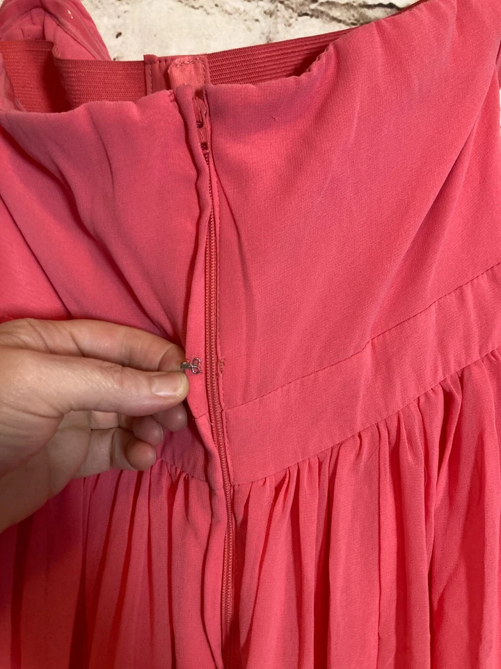 Vestido de baile Tevolio para mujer 10 sin tirantes largo completo rosa intenso plisado Foto 2 de 4