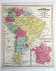 Antique 1843 Map of South America. Engraved by Sherman & Smith of New York.
