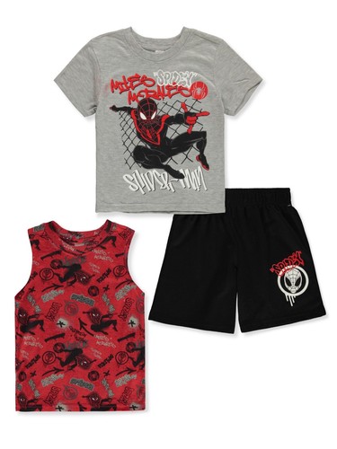 Neu Marvel Spider-Man Miles Morales Jungen 3-teiliges Shorts Set Outfit 4 5/6 7 - Bild 1 von 3