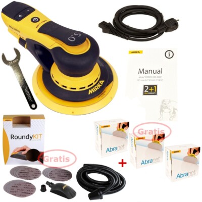 Exzenterschleifer Elektro Mirka DEROS650CV Set + 150 Abranet Scheiben & Roundyki