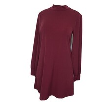 BCBGENERATION Burgundy Tunic Shirt Dress Women Size M Casual Long Sleeve $78 NE
