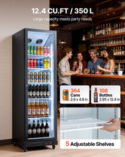12.4 Cu Ft Merchandiser Refrigerator Glass Door Beverage Cooler LED