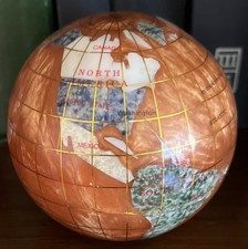 World  Globe MOP And Semi-precious Stone 3”Paperweight