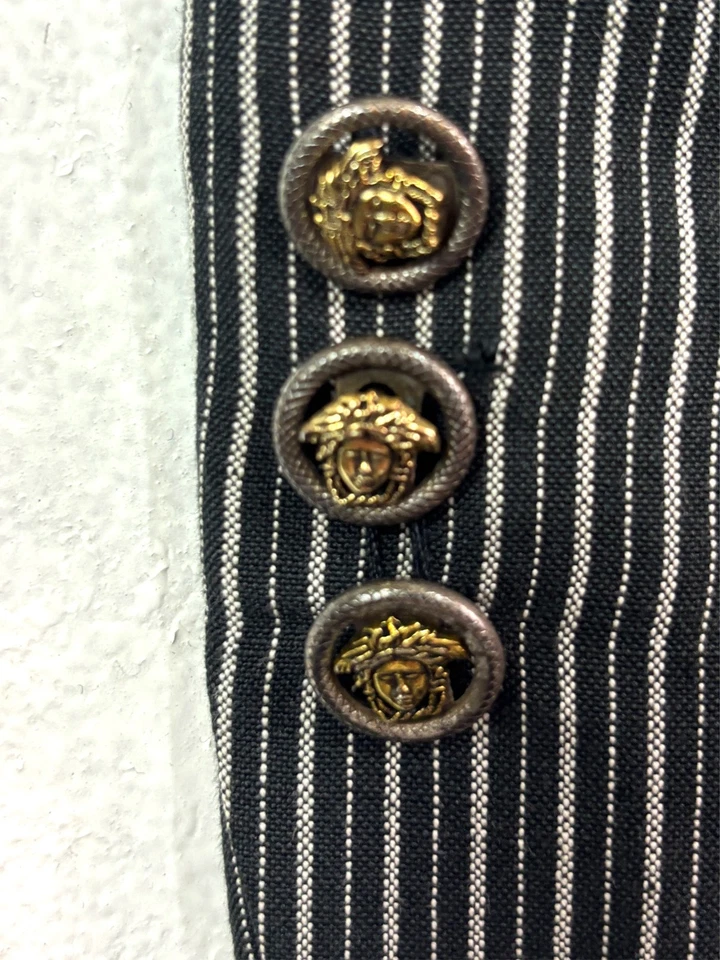 VTG 90s Versace Jeans Couture 54 44R blazer jacket sport coat mens black stripe - Image 3 of 4