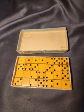 VINTAGE FULL SET - Dominoes Double Six - Yellow Ivory - Brand Unknown/Unbranded