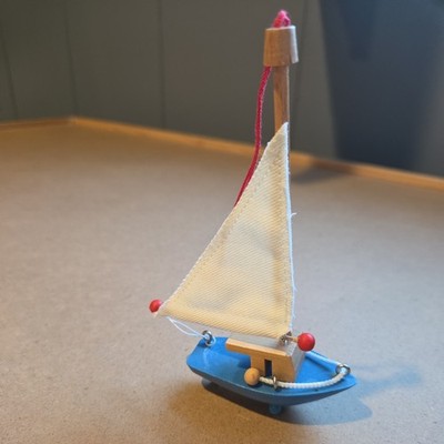 ERZGEBIRGE Steinbach Wooden Ornament Sailing Boat Christmas Germany Vintage
