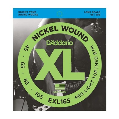 D'Addario EXL165 nickelumwundene Basssaiten, Custom Light 45-105, lange Mensur