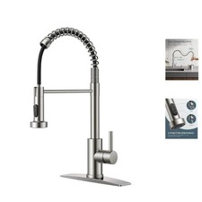 Lead-Free Stainless Steel Kitchen Faucet with 360 Swivel  Dual Function Sprayer