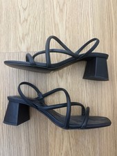 Other Stories Black Strappy Slip On Sandals Block Heel Leather Women EU 40