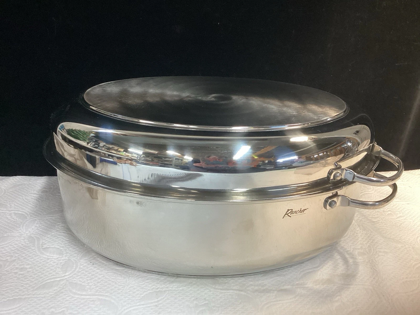 Rancher Professional 18/10 Stainless Steel Oval Roaster Pan Dual Sided