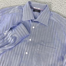 Eton Shirt Mens 16 41 Blue Herringbone Spread Collar Dress Long Sleeve Cotton