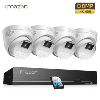 8CH 4K 8MP POE Security Camera System H.265+ Human Detect 1TB HDD IP66 4PCS