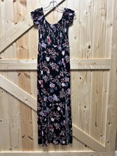 Express Black Floral Off The Shoulder Maxi Dress Double Slit XS