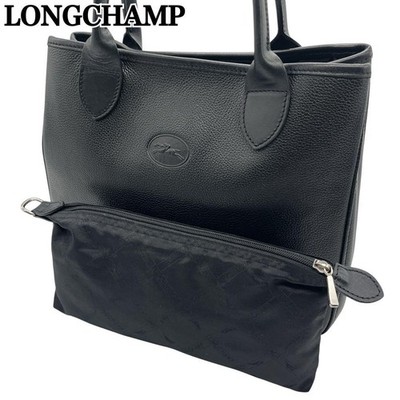 LONGCHAMP Tote All Leather Black Authentic From Japan