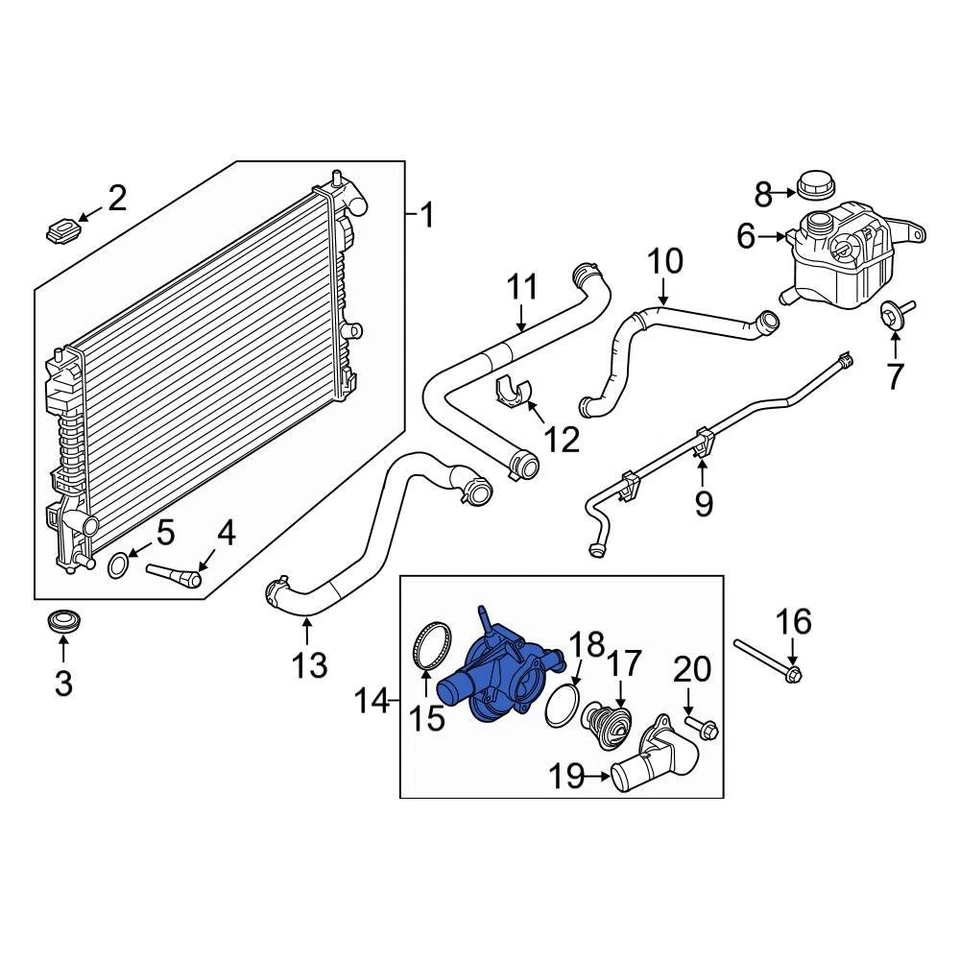 For Ford Police Interceptor Utility 13-19 Ford Engine Coolant Thermostat Kit Foto 2 de 4
