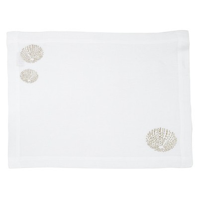Serenk Sea Urchin White Linen Placemat Gold 38x50cm
