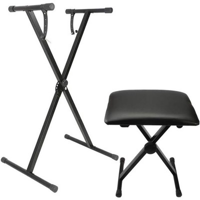 Ktaxon Single X Keyboard Stand With Stool Set, Adjustable 7 Height With Straps