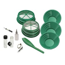 Panning Kit 11 Piece Complete Prospecting Set Sieves Pans GP5-KIT111 Gold Glass