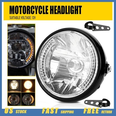Universal 7'' Motorcycle Headlamp with Turn Signal +Led Headlight Housing Bucket
