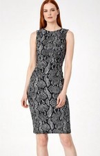 Calvin Klein Sleeveless Snakeskin Sheath Dress Size 8 Black Silver
