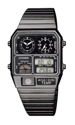 CITIZEN JG2105-93E Ana Digi Temp Watch Men Black Vintage Reissue