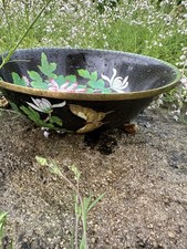 VINTAGE CHINESE LARGE CLOISONNE  ENAMEL BOWL ON BRASS 11 by 5 inches low price 