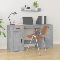 Schreibtisch Mit Stauraum Betongrau Holzwerkstoff BüRo Arbeitstisch